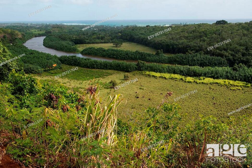 Stock Photo: Scenic view of the Wailua River Valley in Wailua River State Park, Kaua'i, Hawai'i.