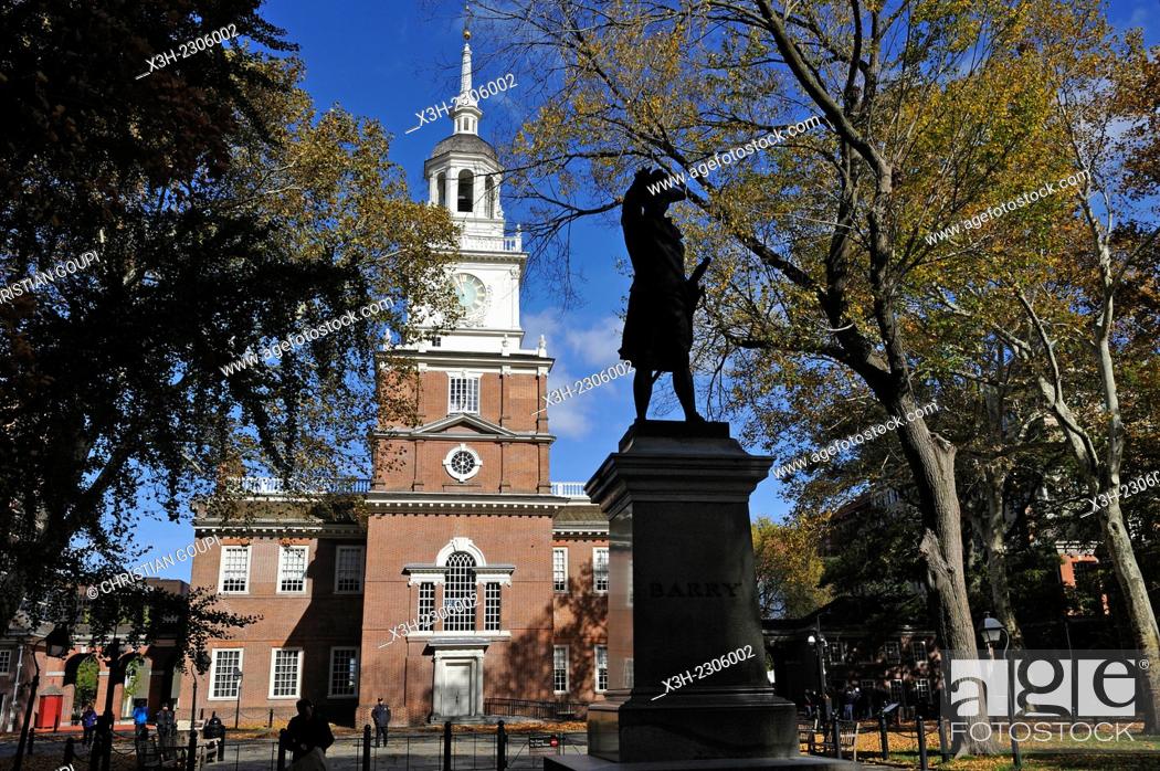 Stock Photo: south facade of Independence Hall, Independence National Historical Park, Philadelphia, Commonwealth of Pennsylvania, Northeastern United States, .