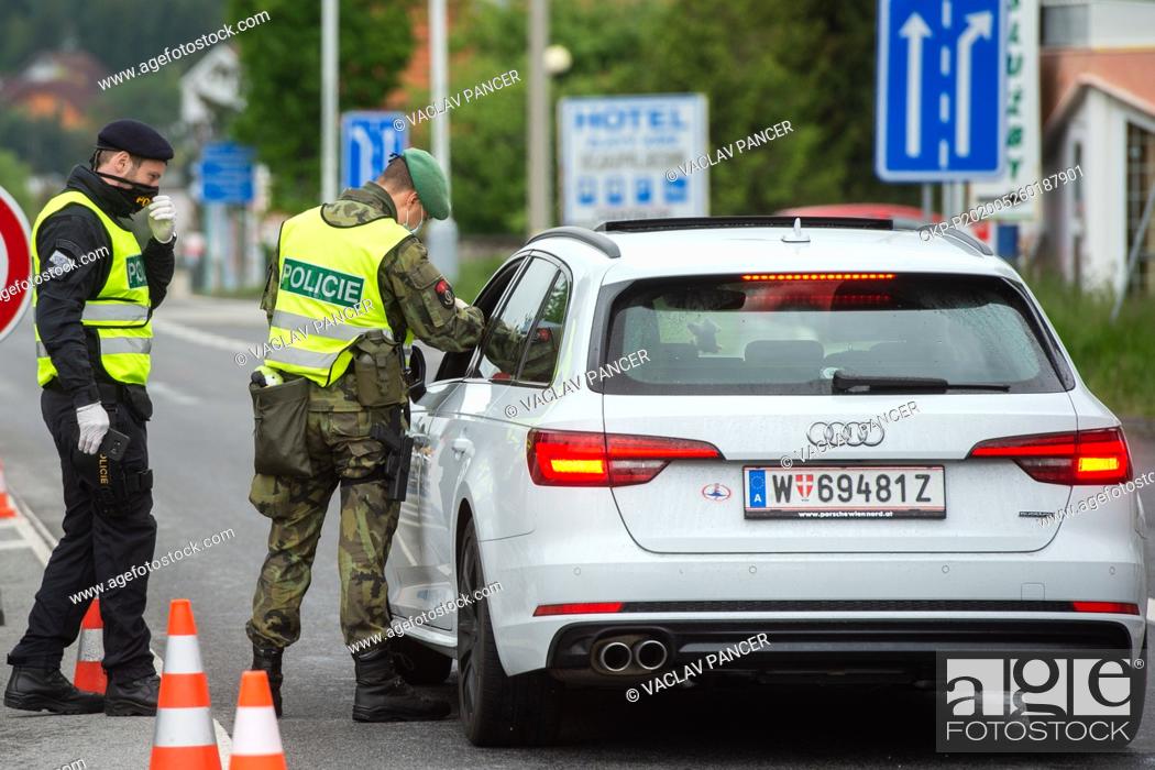 Stock Photo: The border crossing Dolni Dvoriste between Austria and Czech Republic, May 26, 2020. Only random checks along the Czech borders with Austria and Germany will be.