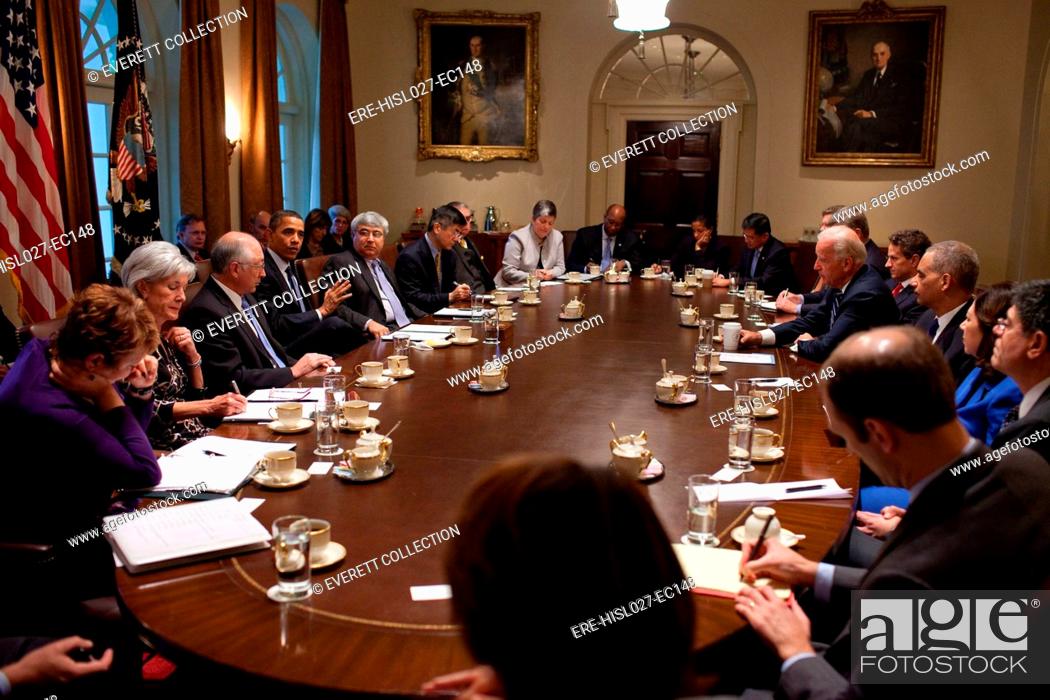 President Obama And Vp Biden Preside Over A Cabinet Meeting Two