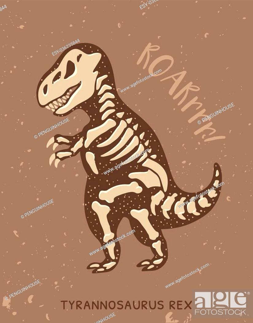 Cartoon card with a tyrannosaurus Rex skeleton and text Roar, Stock Vector,  Vector And Low Budget Royalty Free Image. Pic. ESY-036235844 | agefotostock