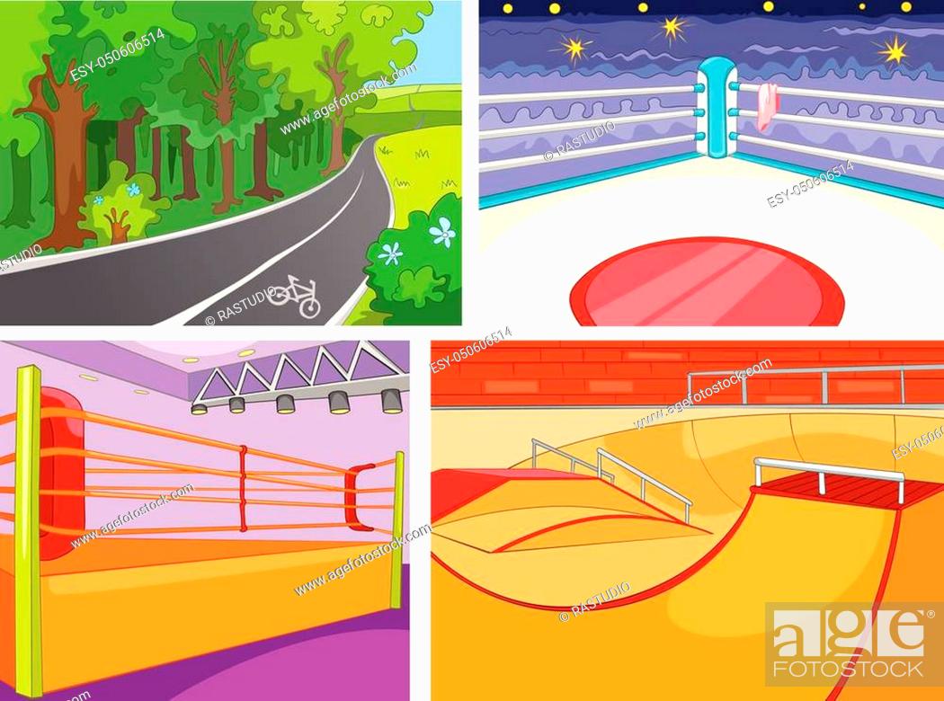 Hand drawn vector cartoon set of sport infrastructure. Cartoon background  of playground for..., Stock Vector, Vector And Low Budget Royalty Free  Image. Pic. ESY-050606514 | agefotostock