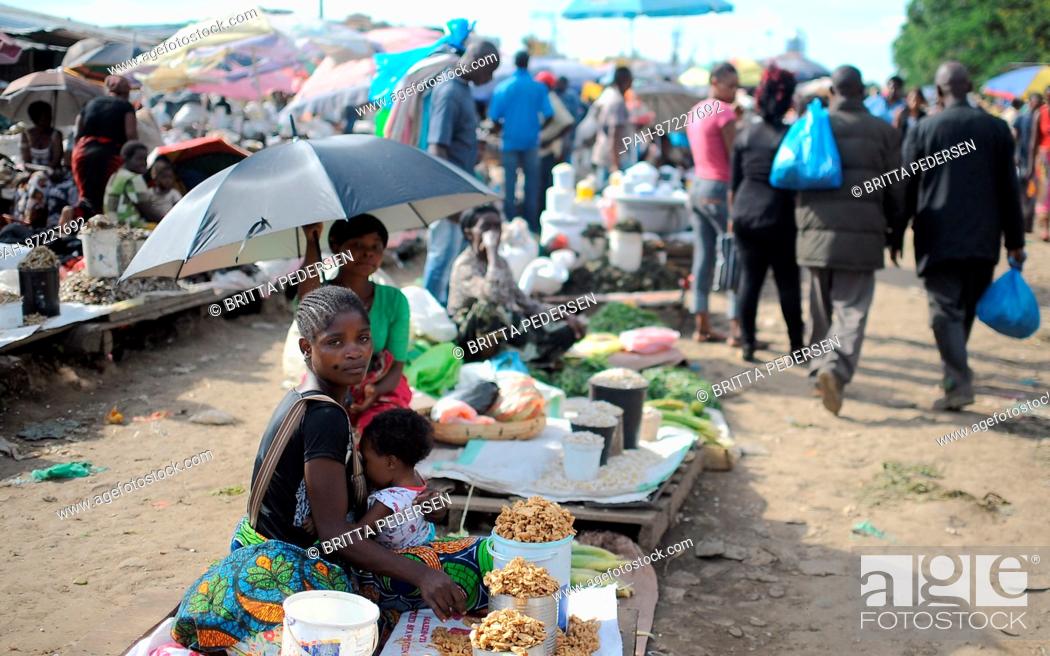 Stock Photo: View of the Soweto market near the Compound Kanyama in Lusaka, Zambia, 11 March 2016. The market stands are open every day.