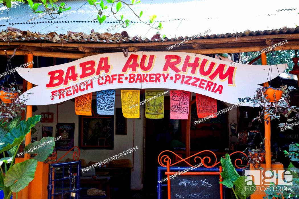 Imagen: Sign board of a restaurant, Baba au Rhum Restaurant, Opposite Uttam Resorts, Near Club Cubana, Arpora, Bardez, North Goa, Goa, India.