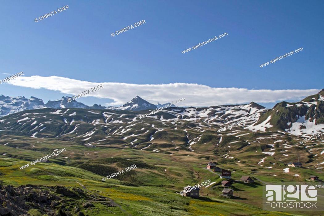 Stock Photo: Nature, Scenic, Spring, Mountain, Country, Meadow, Valley, Alps, Switzerland, Hut, Kanton, Alman, Obwalden, Frutt