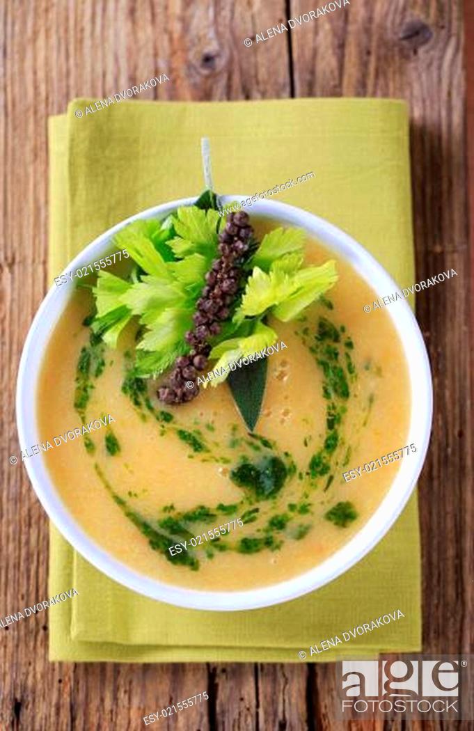 Stock Photo: Cream of vegetable soup.