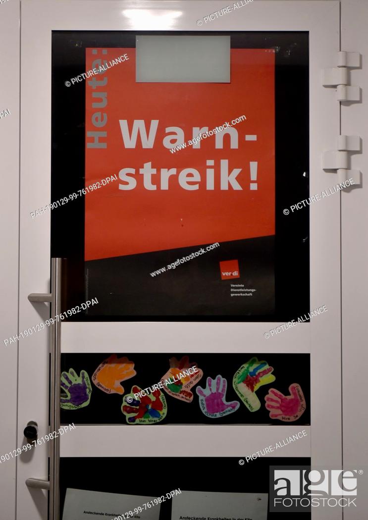 Stock Photo: 29 January 2019, North Rhine-Westphalia, Herne: An Awo day nursery is closed due to a warning strike. In many institutions of the Workers' Welfare Association.