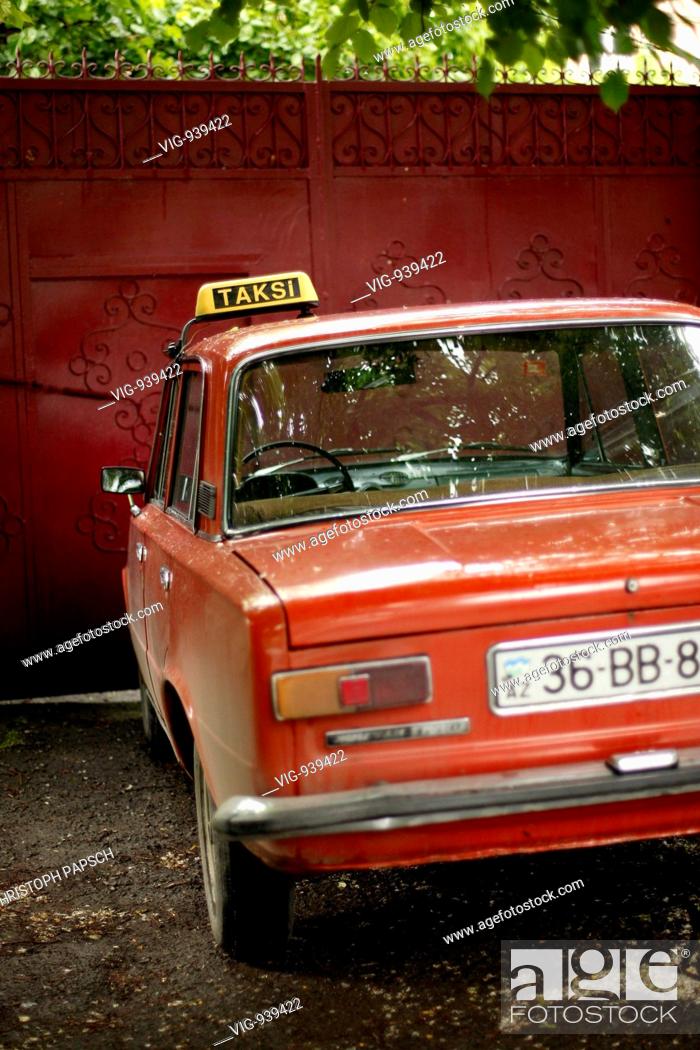 Stock Photo: Azerbaijan, Sheki. Taxi. - Sheki, Azerbaijan, 16/05/2008.