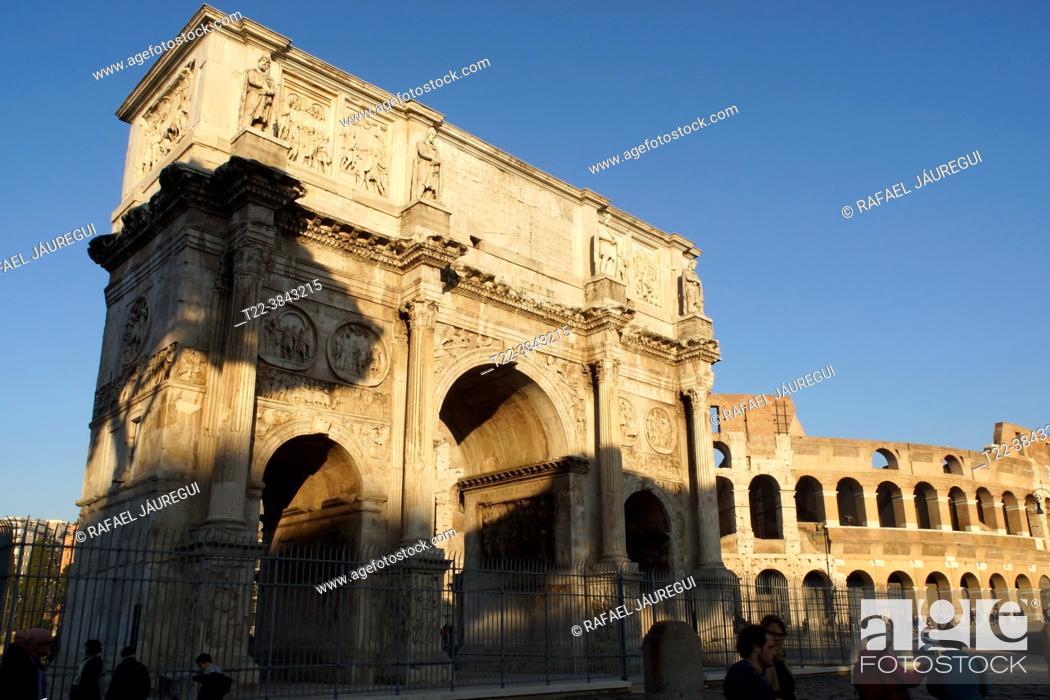 Stock Photo: Rome (Italy). Arch of Constantine near the Colosseum in Rome.