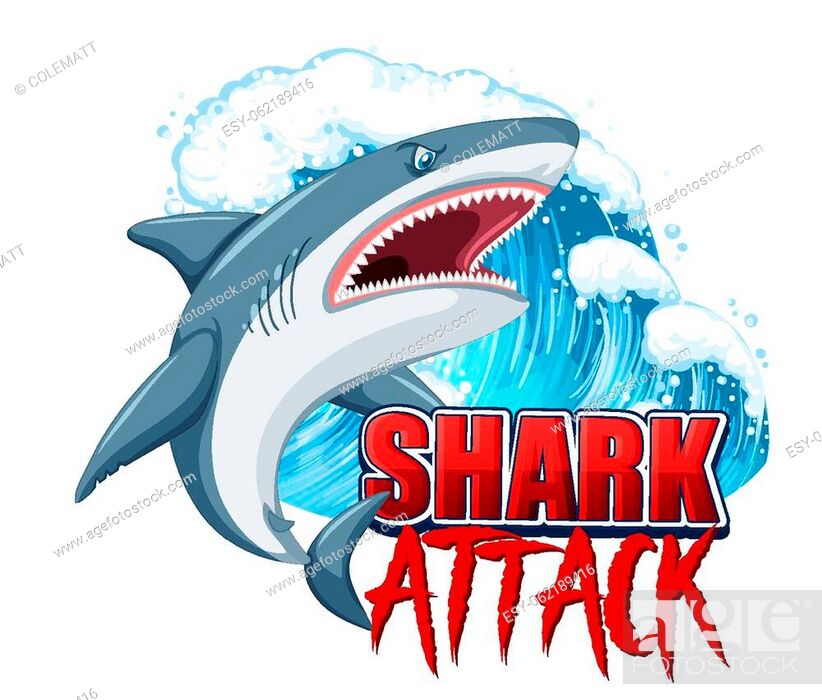 Shark attack font logo with cartoon aggressive shark illustration, Stock  Vector, Vector And Low Budget Royalty Free Image. Pic. ESY-062189416 |  agefotostock