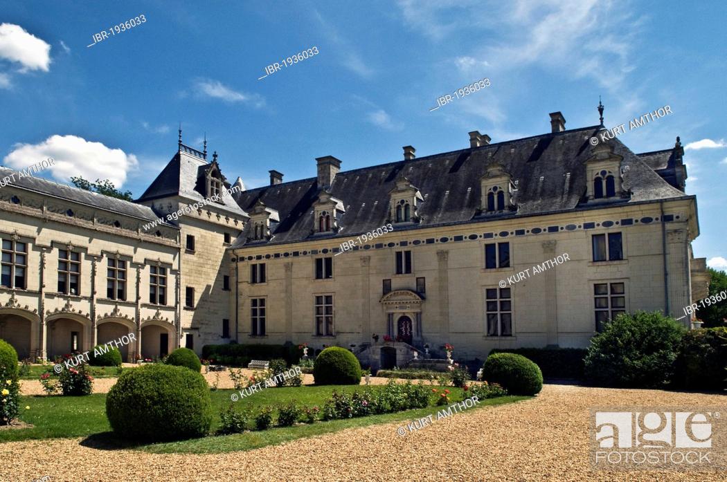 Stock Photo: Chateau de Brézé castle, built in 1060, rebuilt in the 16th and 19th century, one of the Loire castles, near Saumur, department of Maine-et-Loire, France.