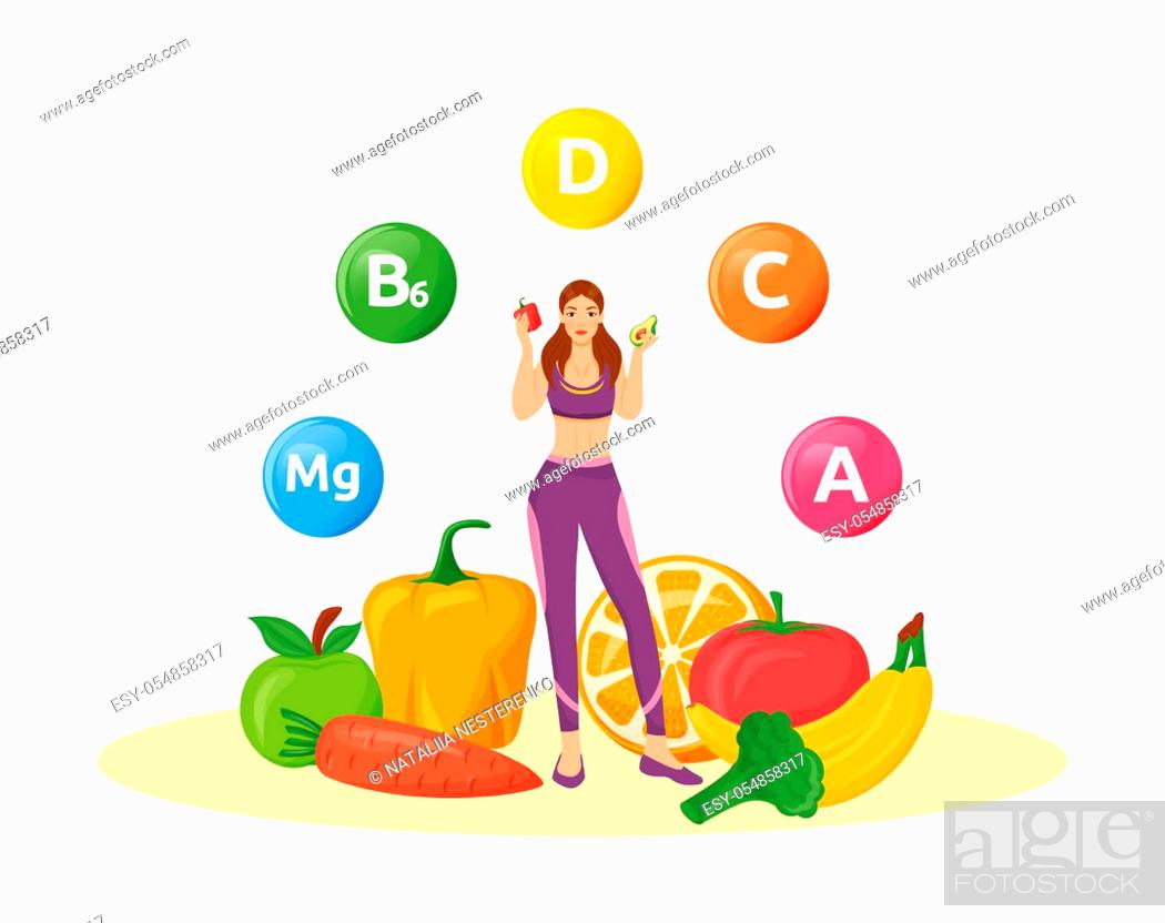 Balanced diet flat concept vector illustration. Womens healthy nutrition 2D  cartoon character for..., Stock Photo, Picture And Low Budget Royalty Free  Image. Pic. ESY-054858317 | agefotostock