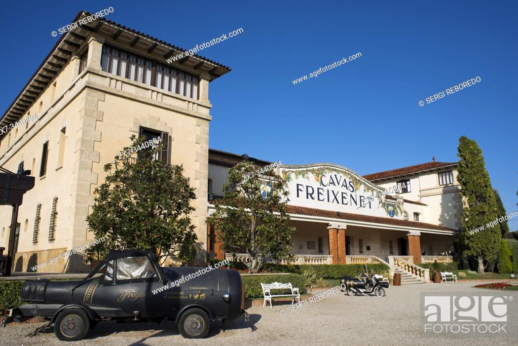 Stock Photo: Cavas Freixenet winery. Sant Sadurni d'Anoia, San Sadurni de Noya. Winery building. Catalonia Spain.