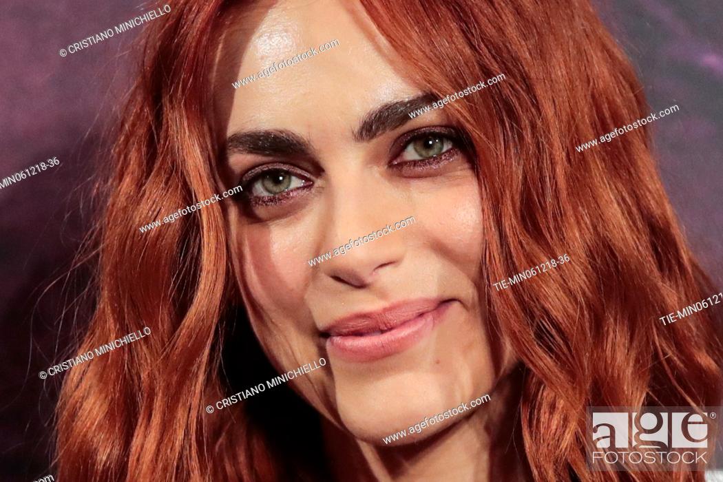 Stock Photo: The actress Miriam Leone during the photocall of film Il testimone invisibile, Rome, ITALY-06-12-2018.