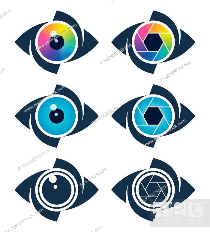 Stock Vector: Abstract eye and shutter symbols. Media creative icon design.