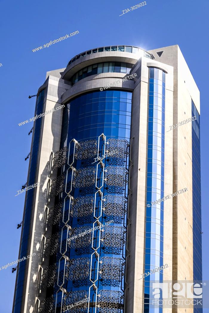 Stock Photo: Modern architecture at the WTC in Dubai, UAE.