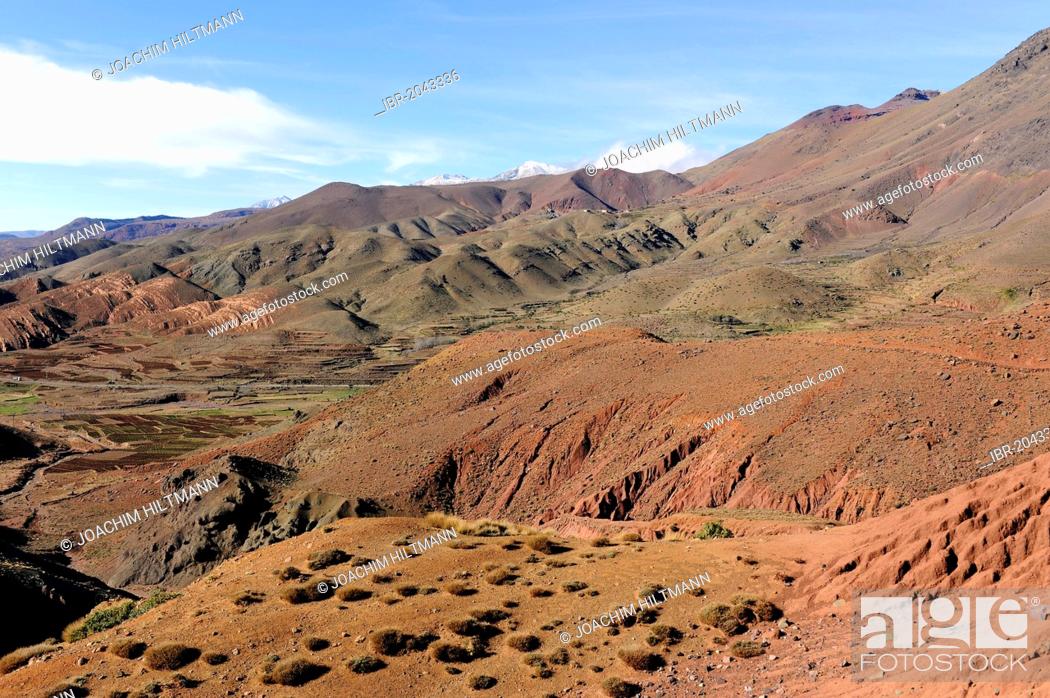Stock Photo: Mountain landscape, Tizi n'Tichka pass road, High Atlas, Morocco, Maghreb, North Africa, Africa.