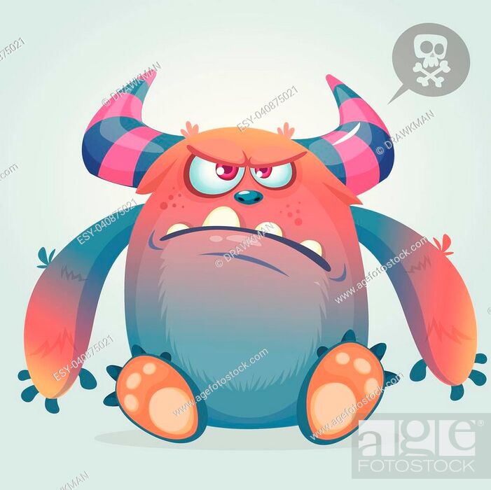 Angry cartoon monster. Funny monster face emotion. Halloween vector  illustration, Stock Vector, Vector And Low Budget Royalty Free Image. Pic.  ESY-040875021 | agefotostock
