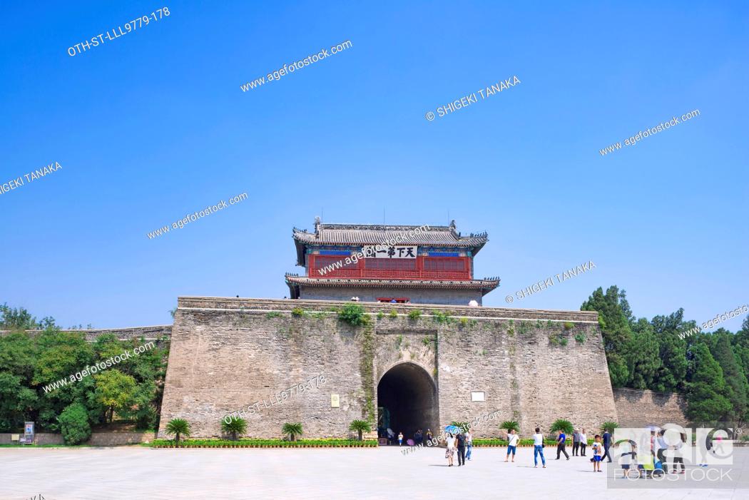 Stock Photo: Reputed as The first pass under Heaven(Tianxiadiyiguan) Fortress of Shanhaiguan, built in 1381, Qinhuangdao, Hebei, Province, PR China.