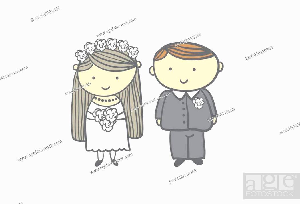 Cute wedding card - bride and groom in cartoon style. Invitation, logo,  card, label or tag design, Stock Vector, Vector And Low Budget Royalty Free  Image. Pic. ESY-050110968 | agefotostock