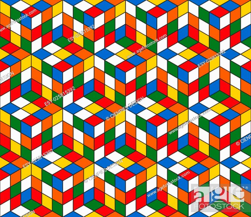 Magic cube retro 80s seamless pattern background illustration, Stock Photo,  Picture And Low Budget Royalty Free Image. Pic. ESY-025815392 | agefotostock