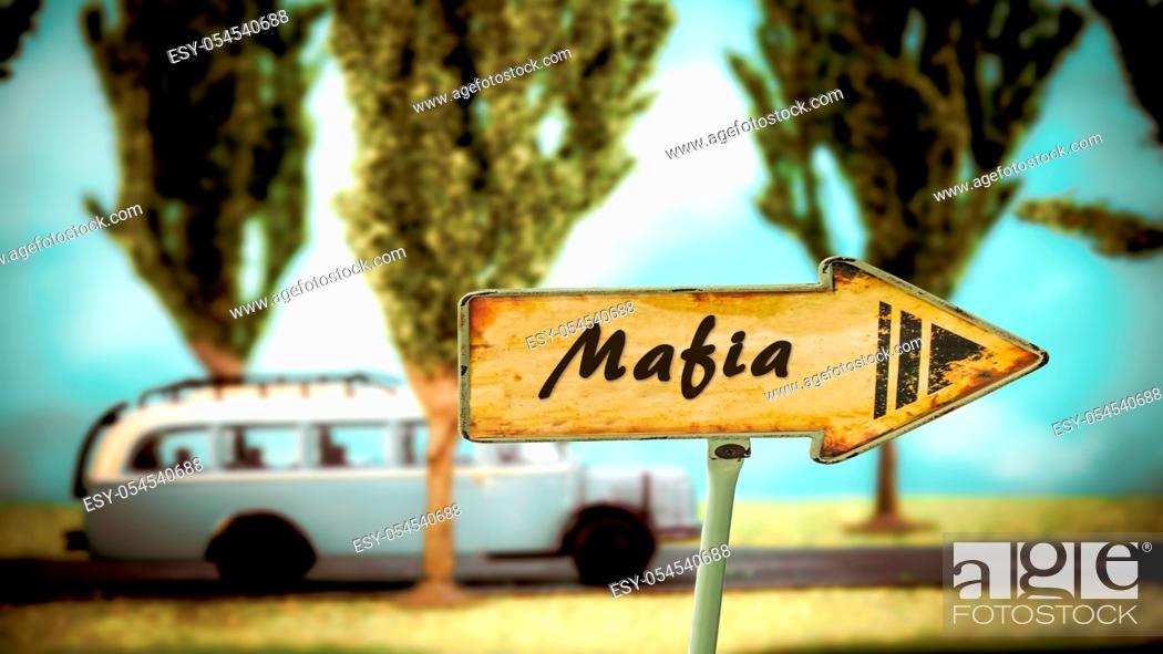 Stock Photo: Street Sign the Direction Way to Mafia.