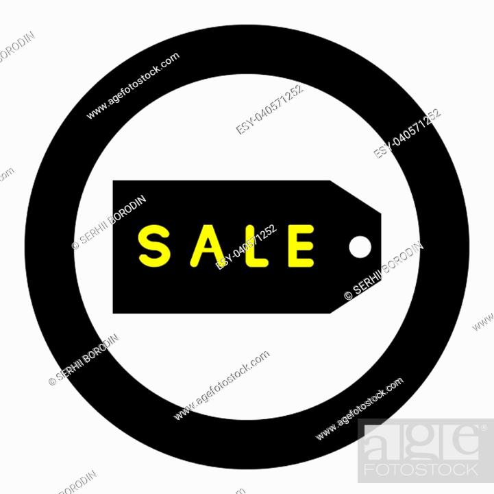 Stock Vector: Label sale the black color icon in circle or round vector illustration.