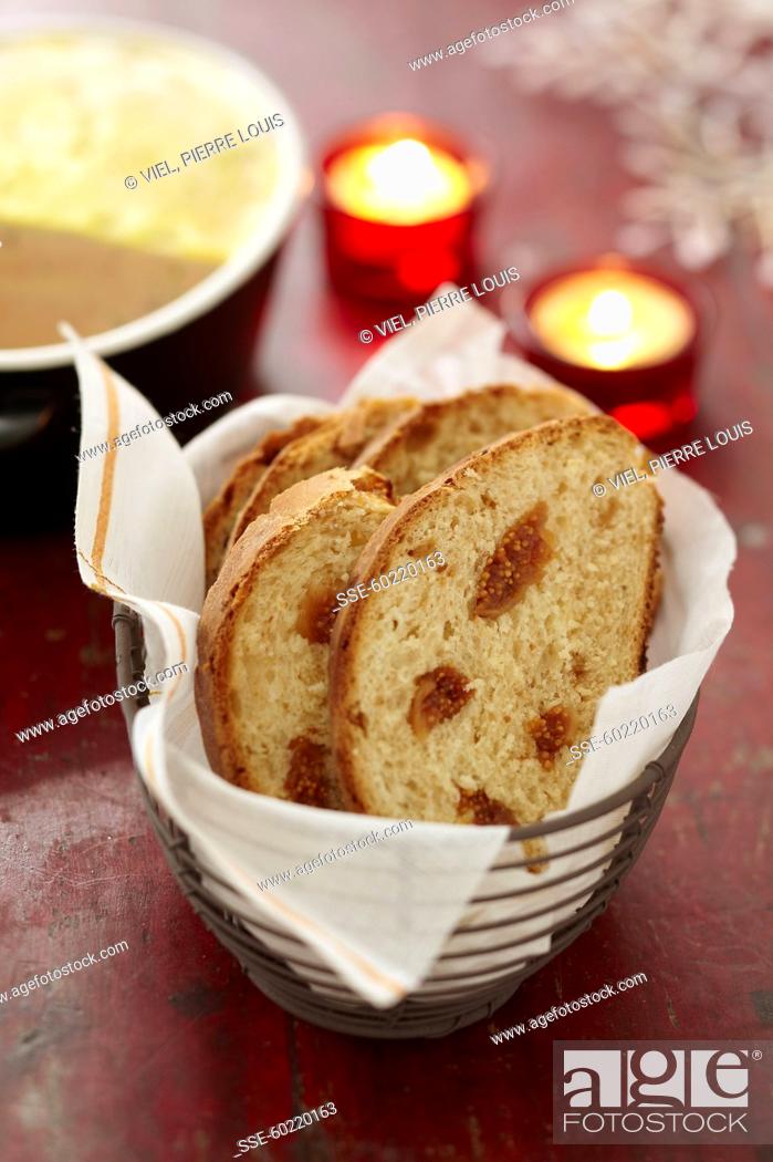 Stock Photo: Sliced fig bread.