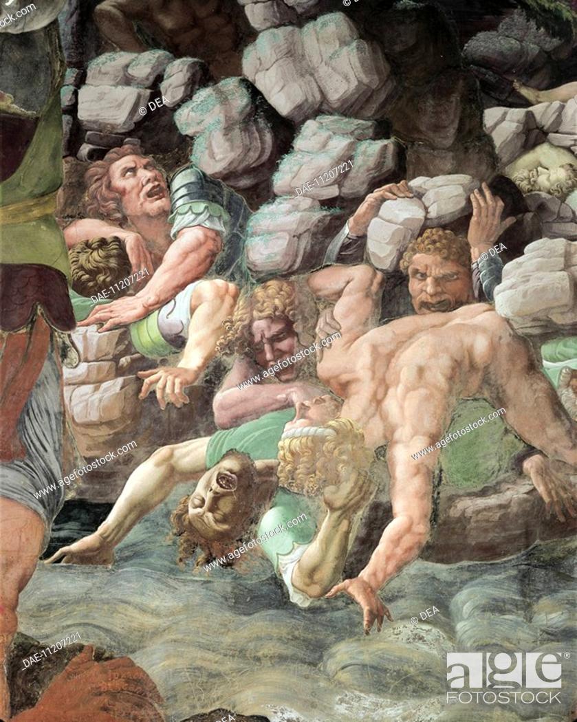 Photo de stock: Frescoes by Giulio Romano (1499-1546) painted in 1532-1535 in the Chamber of the Giants, Palazzo Te, Mantua (UNESCO World Heritage List, 2008).