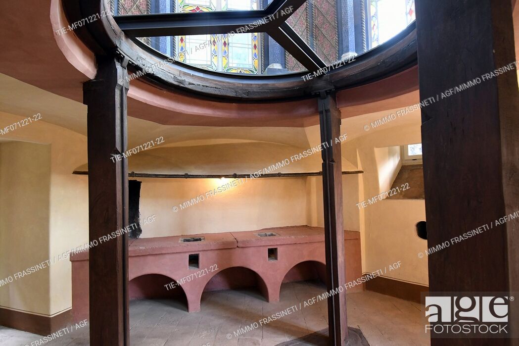 Stock Photo: The kitchens of the Serra Moresca ( Moresca Greenhouse ). After a restoration conducted by the Capitoline superintendency and completed in 2013 and further.