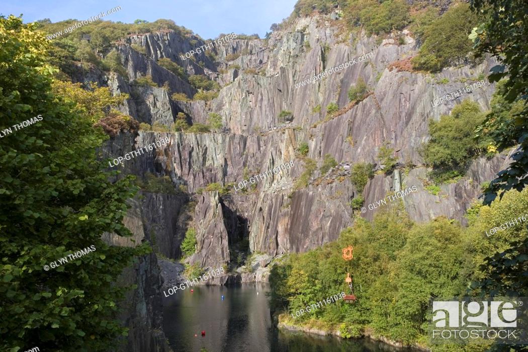 Stock Photo: Vivian Slate Quarry, part of the Dinorwig Slate Quarry, the second largest in the world. Vivian Slate Quarry was last worked in 1958 and has since filled with.