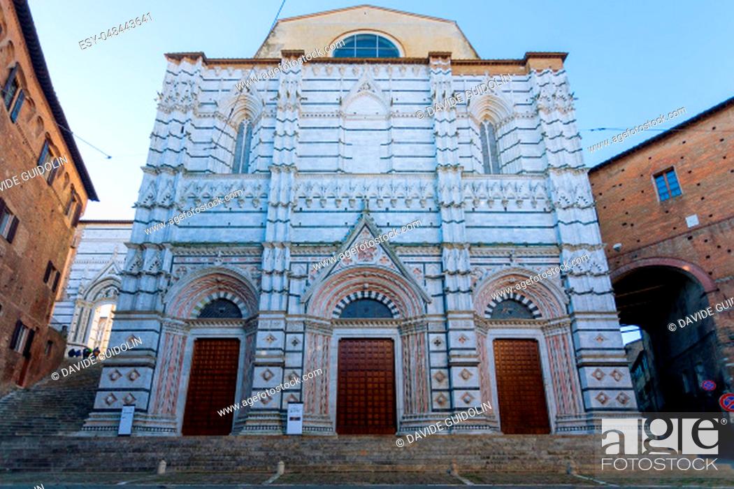 Stock Photo: Day view of Siena Cathedral Santa Maria Assunta (Duomo di Siena) in Siena, Tuscany, italy. Italian landmark.