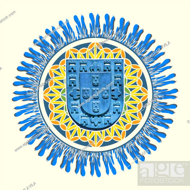 Stock Vector: Digital artwork featuring the shield of Portugal during the 1385-1481 period.