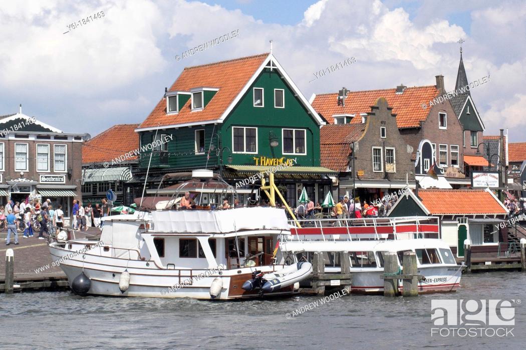 Stock Photo: Volendam fishing village harbour The Netherlands.