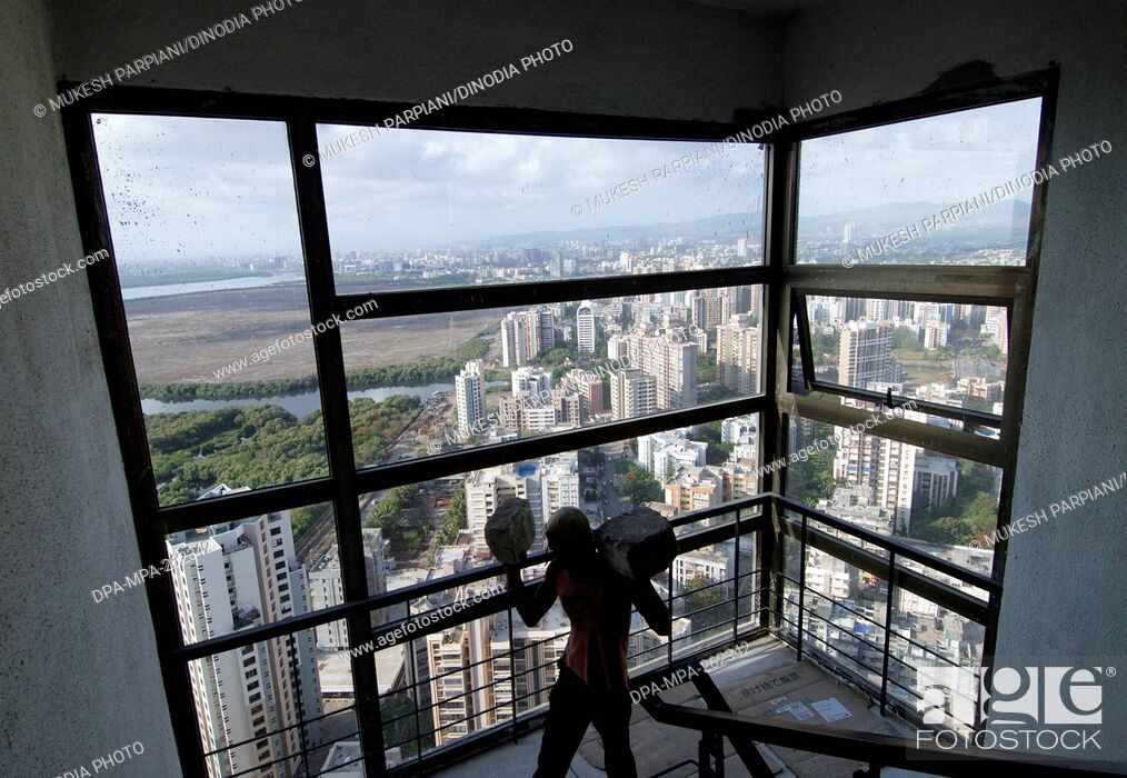 Stock Photo: Skyline from Oberoi Heights building, Mumbai, Maharashtra, India, Asia.