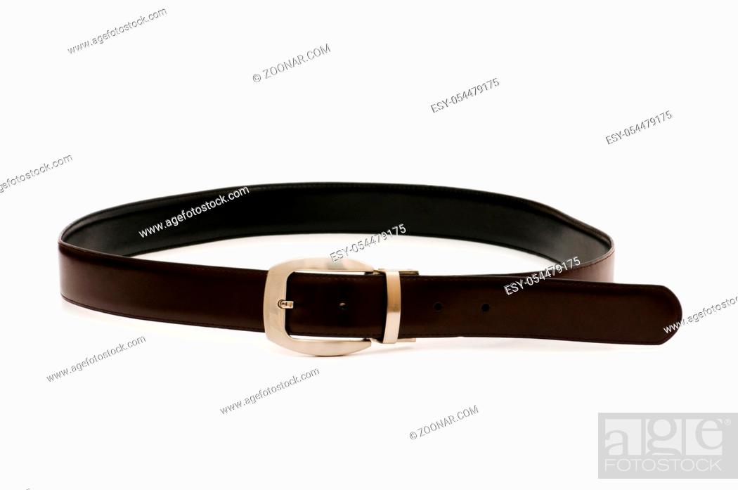 Photo de stock: Men's belt isolated on the white background.