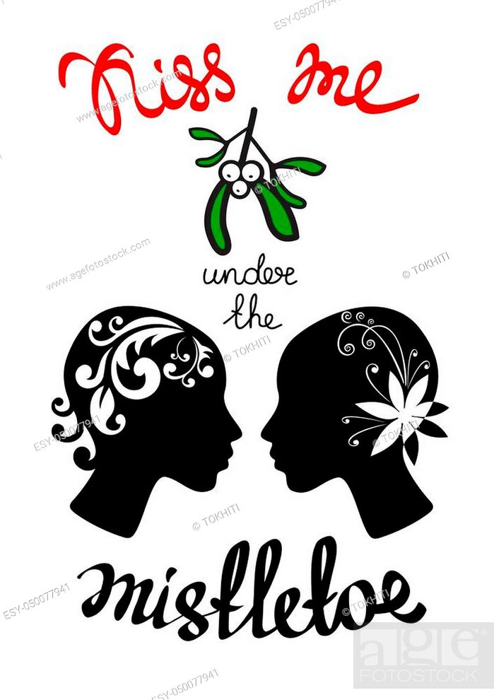 Download and buy this vector image: Kiss me under the mistletoe. 