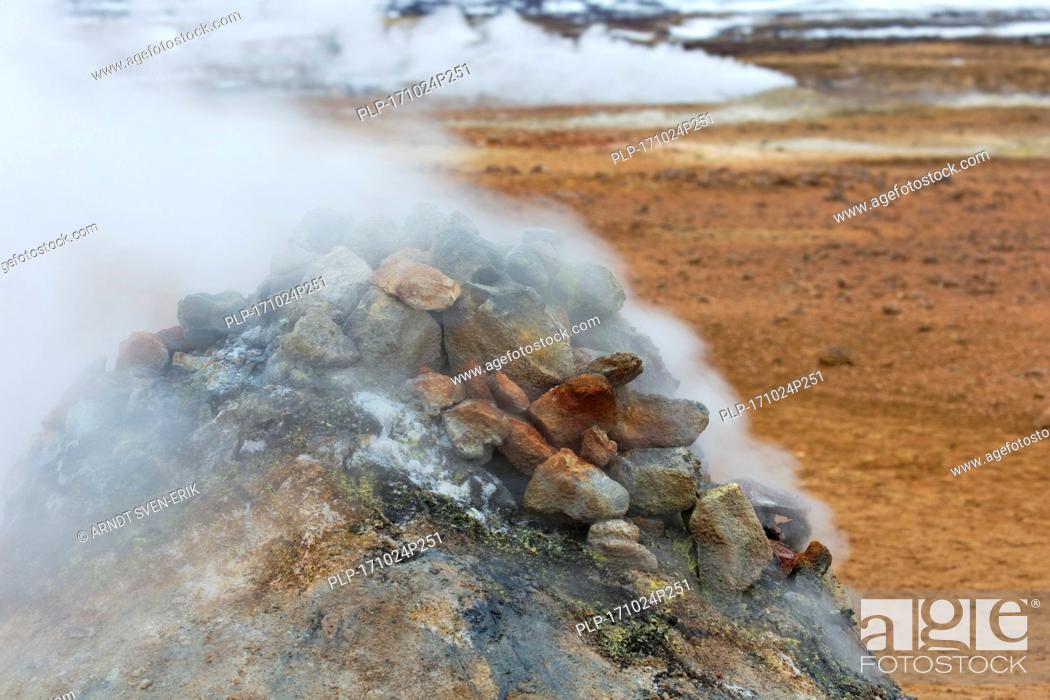 Stock Photo: Steaming fumarole at Hverir, geothermal area near Námafjall, Norðurland eystra / Nordurland eystra, Iceland.