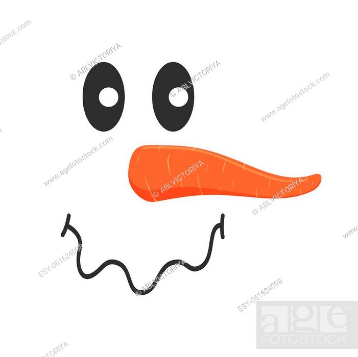 Cute snowman face with upset emotion. Funny snow man head with squiggly  mouth and carrot nose, Stock Vector, Vector And Low Budget Royalty Free  Image. Pic. ESY-061624098 | agefotostock