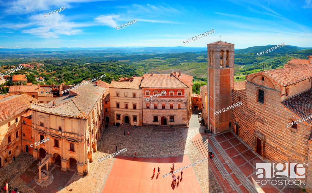 Stock Photo: Montepulciano town panorama in Tuscany, Italy.