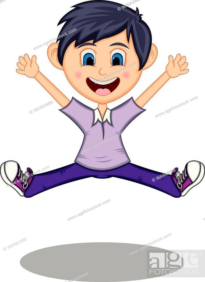 Little boy dancing and jump with smile cartoon - full color, Stock Vector,  Vector And Low Budget Royalty Free Image. Pic. ESY-042191494 | agefotostock