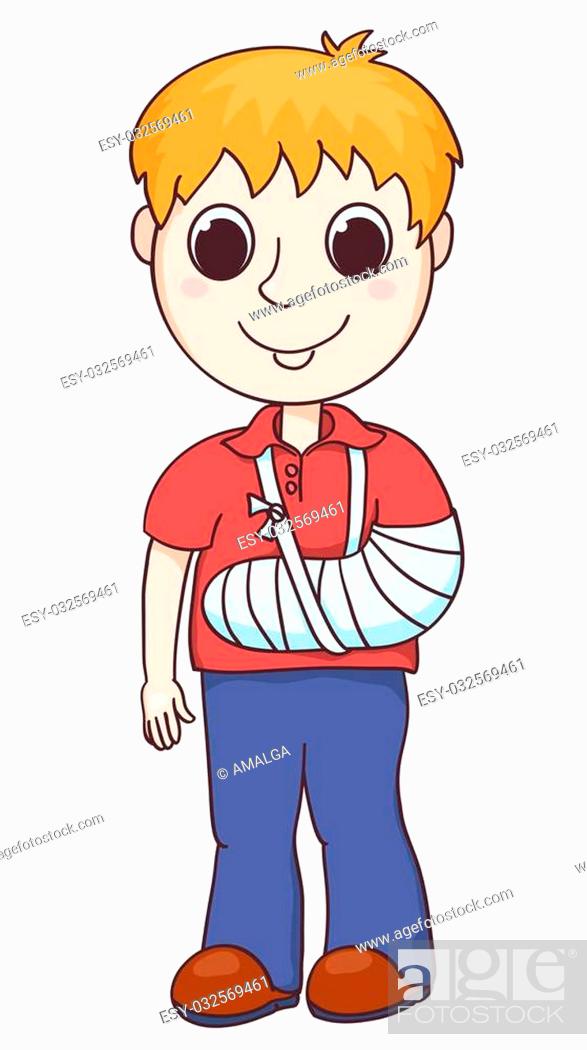 Cute boy with the broken arm. Vector cartoon illustration, Stock Vector,  Vector And Low Budget Royalty Free Image. Pic. ESY-032569461 | agefotostock