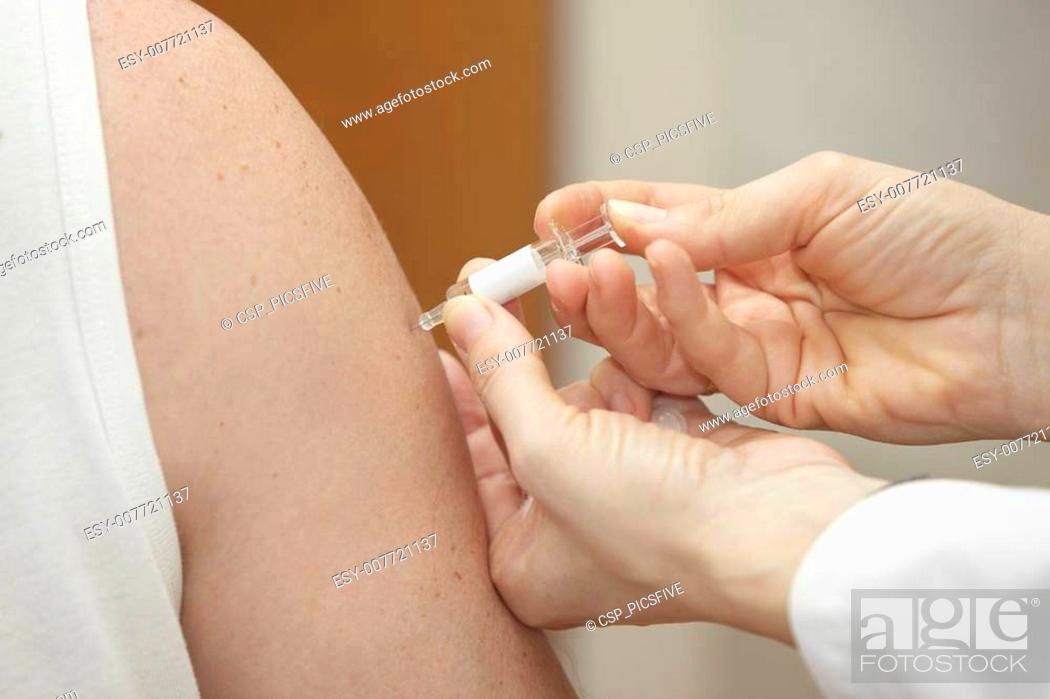 Stock Photo: vaccination syringe medicine health care.
