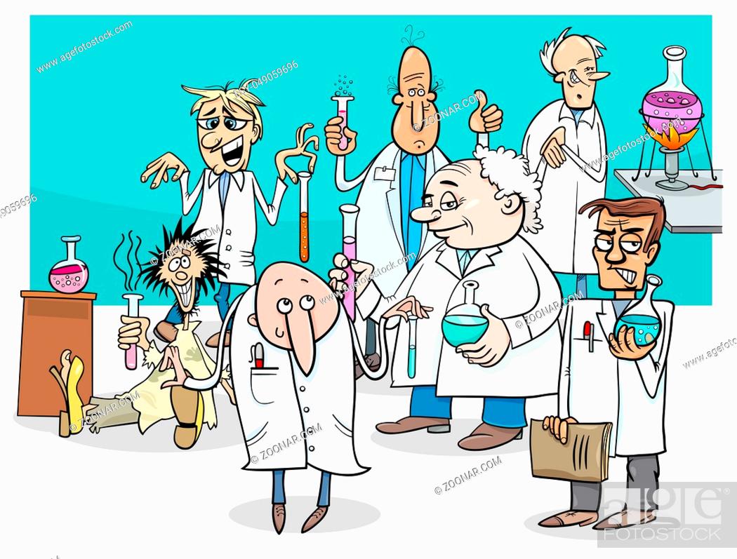 Cartoon Illustration of Funny or Crazy Scientists Characters Group doing  Experiments, Stock Photo, Picture And Low Budget Royalty Free Image. Pic.  ESY-049059696 | agefotostock