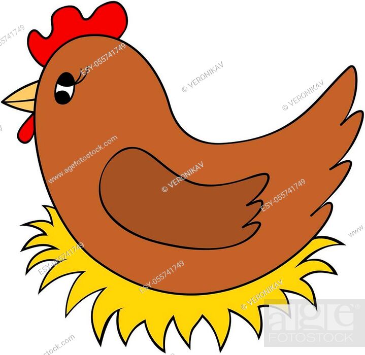 Cartoon chicken on egg nest clipart. Hen incubate eggs. Vector  illustration, Stock Vector, Vector And Low Budget Royalty Free Image. Pic.  ESY-055741749 | agefotostock