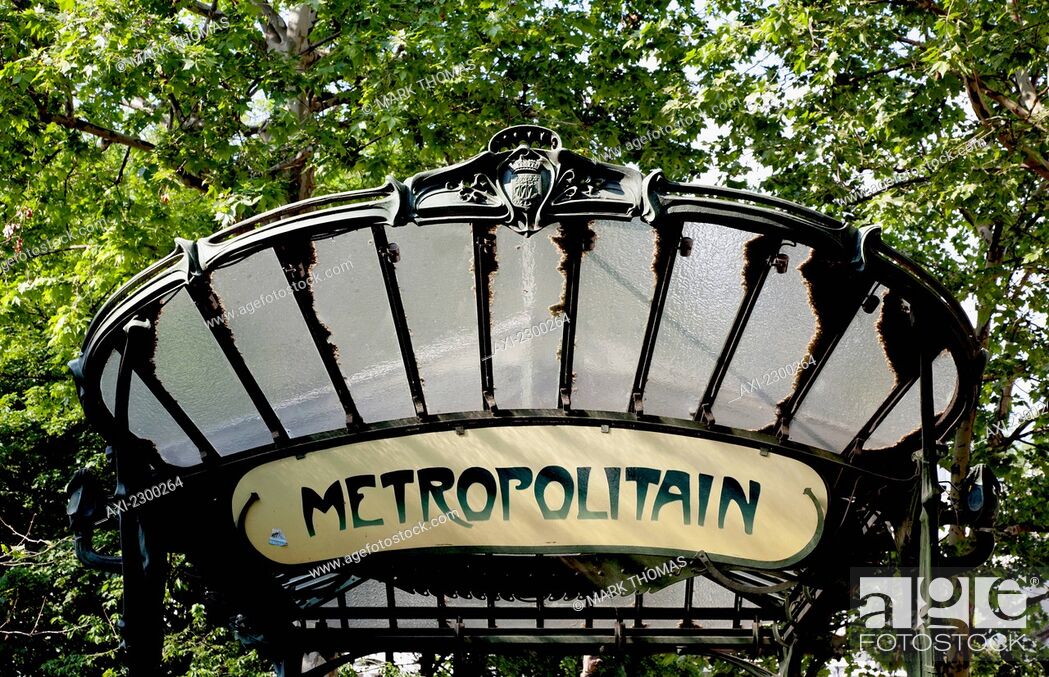 Art Nouveau style Metro entrance by Hector Guimard; Paris, France, Stock  Photo, Picture And Rights Managed Image. Pic. AXI-2300264 | agefotostock