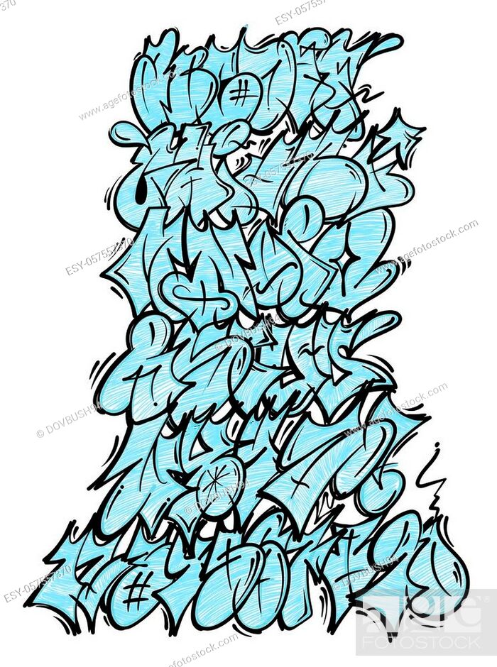 Set Street Type Calligraphy Design Alphabet Graffiti Flop Fast Style Letters  Write Aerosol Paint..., Stock Vector, Vector And Low Budget Royalty Free  Image. Pic. Esy-057557370 | Agefotostock