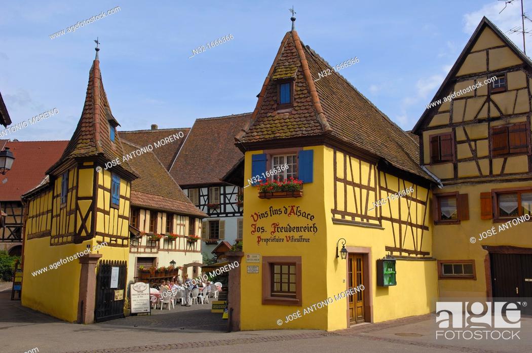 Stock Photo: Eguisheim, Joseph Freudenreich and sons wine cellar, Alsace Wine Route, Cellar, Haut-Rhin, Alsace, France, Europe.