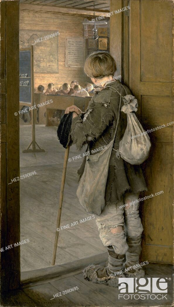 Stock Photo: At the School Door, 1897. Found in the collection of the State Russian Museum, St. Petersburg.