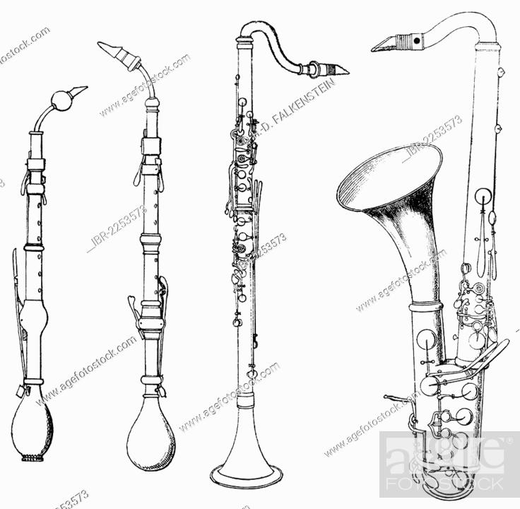 Scully esclavo Nebu Historical drawing, woodwind instruments, old and new forms or shapes of  the clarinet, Foto de Stock, Imagen Derechos Protegidos Pic. IBR-2253573 |  agefotostock